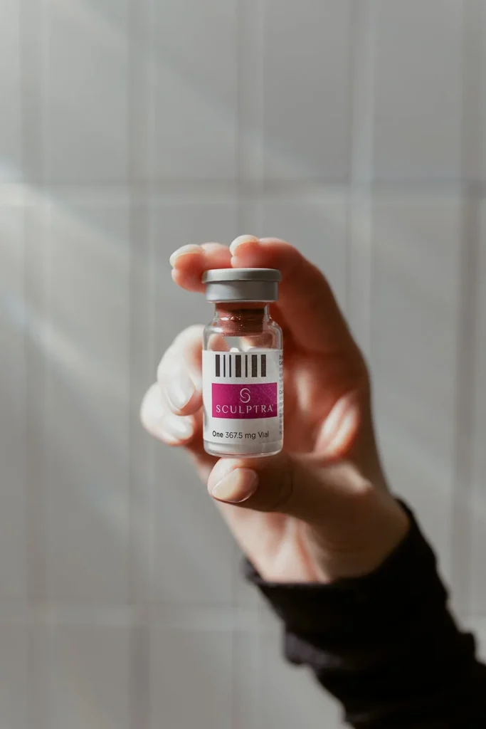 closeup of sculptra bottle