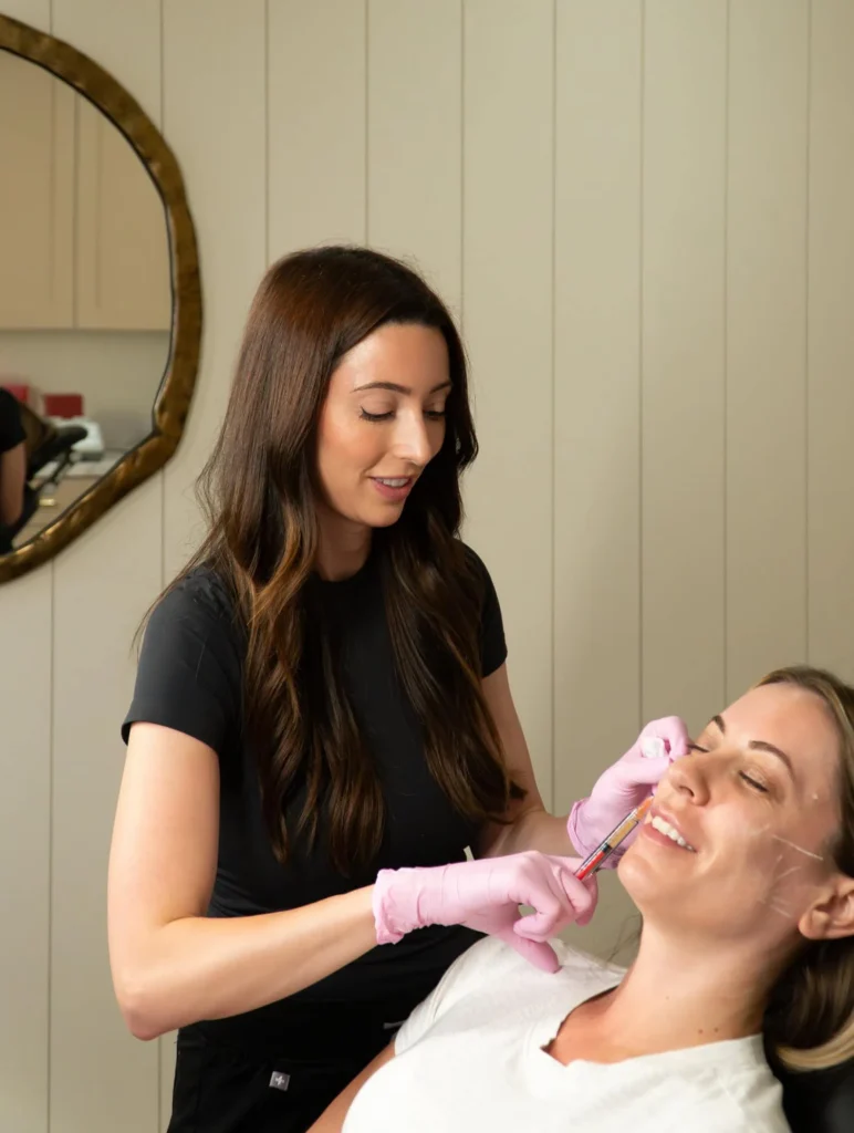 women receiving treatment for crepey under eyes by injector Katie in Scottsdale